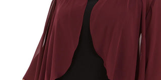 Alex Evenings Women's Sheer Chiffon Bolero Open Front Evening Jacket Wine Size 2X