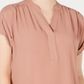 Blusa feminina Charter Club com decote dividido, marrom, tamanho grande