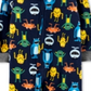 Pijama Carter's Baby Boy com estampa de monstro e pé de lã, 1 peça, azul, tamanho 12 meses