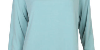 Blusa feminina Alfani com recorte e manga 3/4, azul-petróleo, tamanho grande
