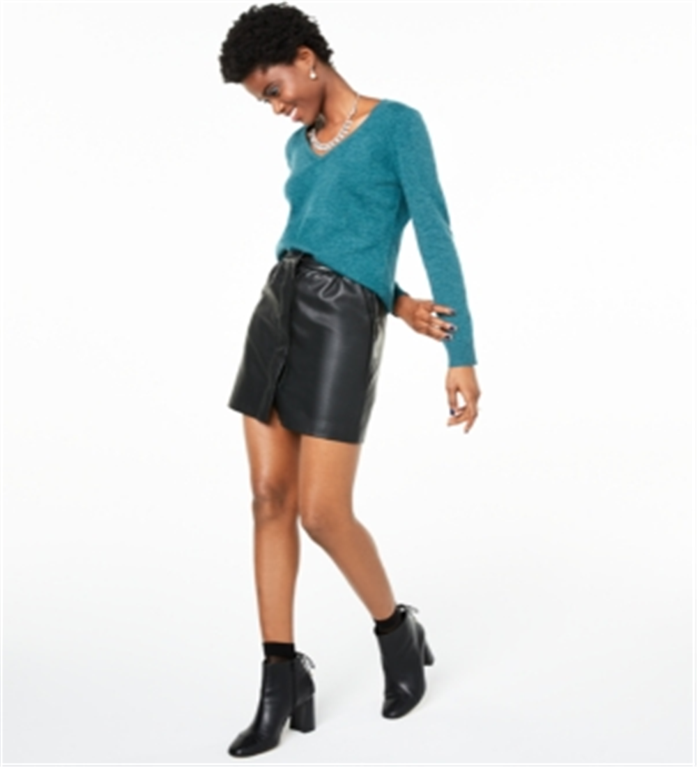 Suéter de cashmere feminino com decote em V Charter Club, azul, tamanho pequeno e pequeno