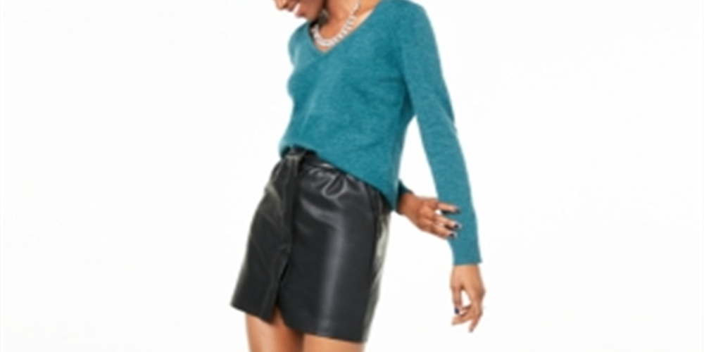 Suéter de cashmere feminino com decote em V Charter Club, azul, tamanho pequeno e pequeno