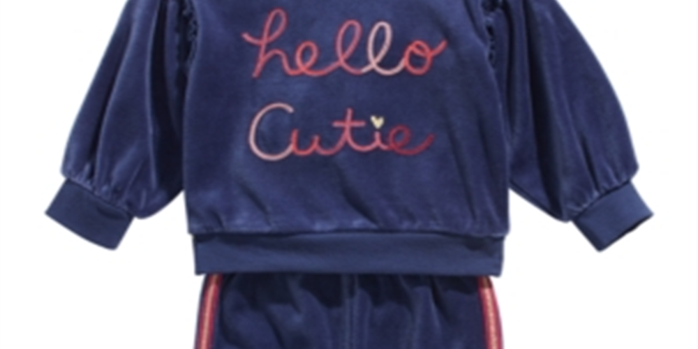 Conjunto de moletom e calça jogger Hello Cutie para bebê First Impressions, 2 peças, azul, tamanho 18 meses