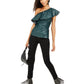 Blusa feminina de couro sintético com um ombro só, verde, tamanho grande, da INC International Concepts