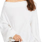 Suéter feminino de manga comprida e ombro de fora, tamanho grande, branco, Free People