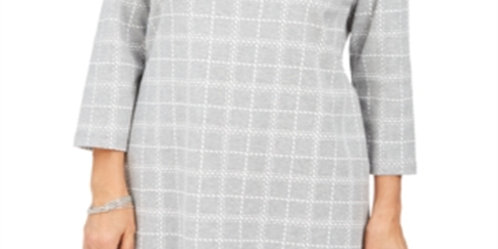 Túnica feminina Karen Scott de algodão xadrez cinza tamanho XS