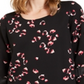 Alfani Túnica Feminina Estampada Manga 3/4 Gola Joia Preto Tamanho Pequeno X-Grande