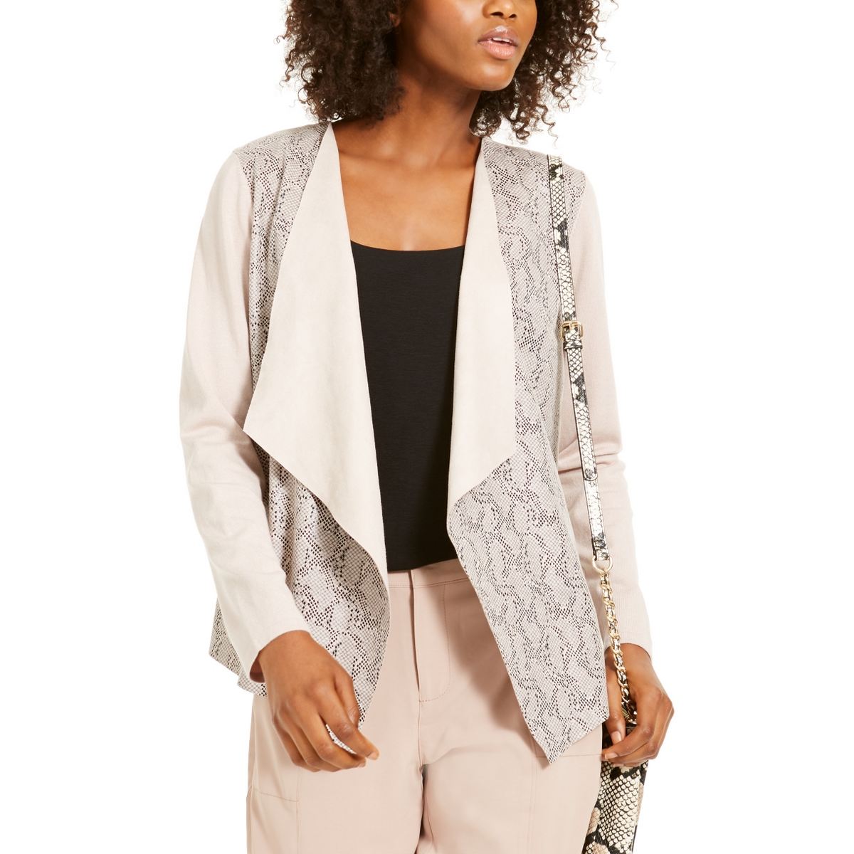 INC International Concepts Topper de pele de cordeiro estampado feminino Blush tamanho pequeno