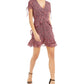 Vestido curto feminino Bar III estampado com babados, vermelho, tamanho 4