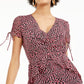 Vestido curto feminino Bar III estampado com babados, vermelho, tamanho 4