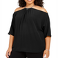 Blusa feminina Michael Kors Plus com decote em corrente e ombro vazado, preta, tamanho 1X