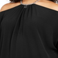 Blusa feminina Michael Kors Plus com decote em corrente e ombro vazado, preta, tamanho 1X