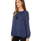Lucky Brand Top Feminino Giselle Babados Camponesa Azul Tamanho Grande