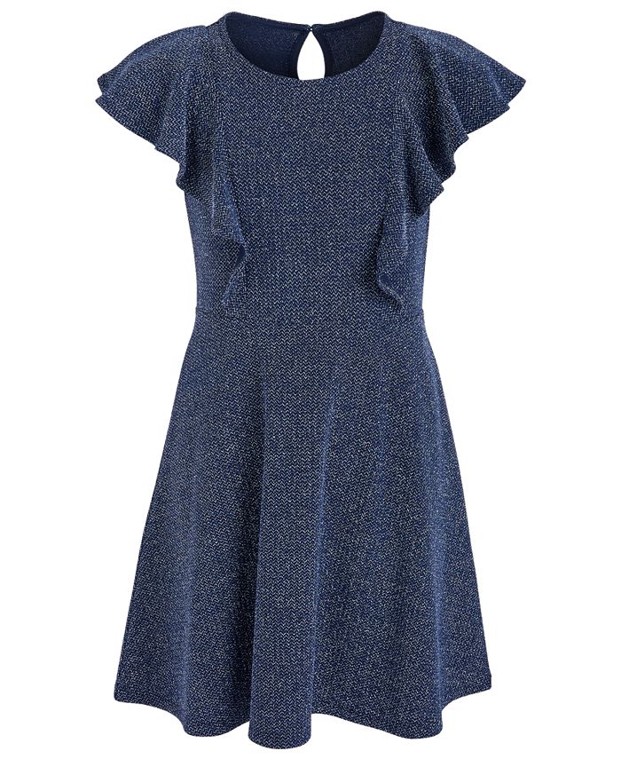 Vestido esvoaçante de malha metálica Epic Threads Big Girls, azul, tamanho médio