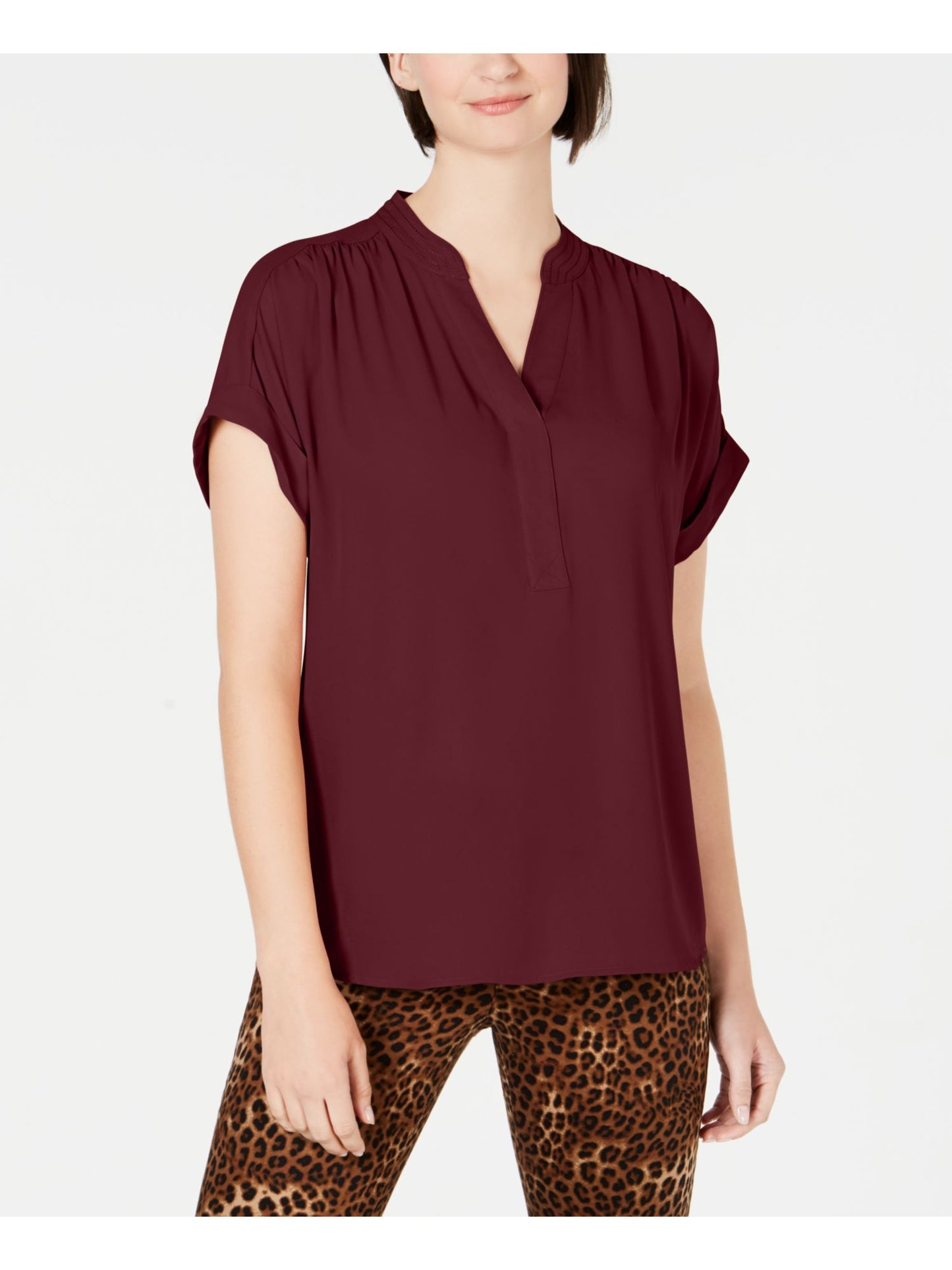 Camiseta feminina manga curta Charter Club vermelha tamanho médio