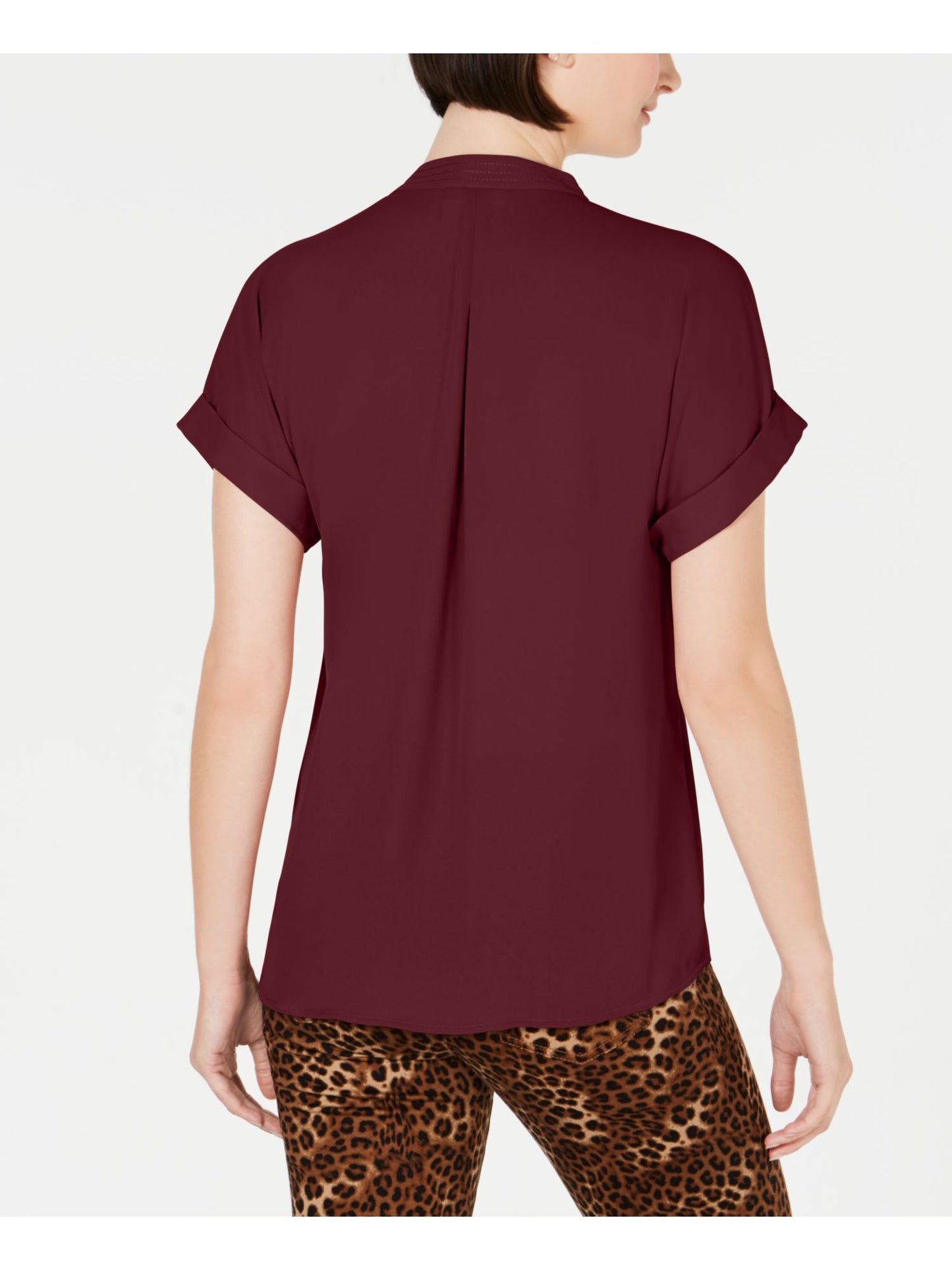 Camiseta feminina manga curta Charter Club vermelha tamanho médio