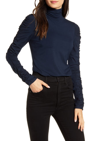 Bailey 44 Blusa Allegra Feminina Manga Franzida Azul Tamanho P