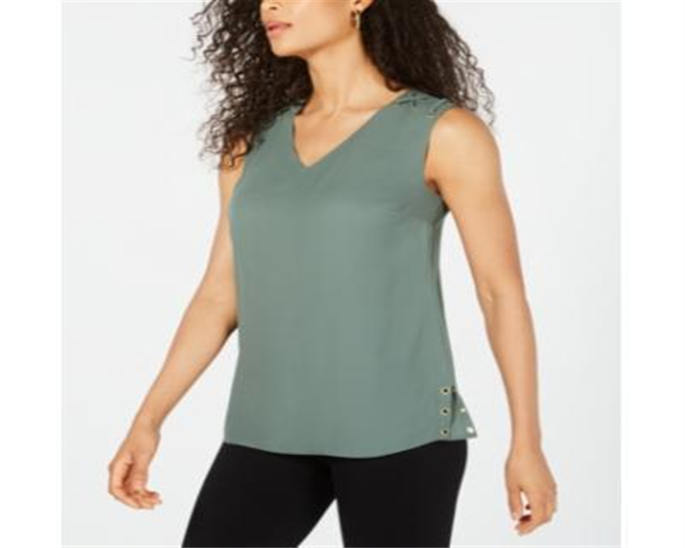 Top feminino com ilhós e acabamento em ilhós, verde, tamanho extragrande, da coleção JM