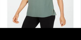 Top feminino com ilhós e acabamento em ilhós, verde, tamanho extragrande, da coleção JM