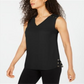 Top feminino com ilhós e acabamento em ilhós JM Collection, preto, tamanho grande
