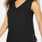 Top feminino com ilhós e acabamento em ilhós JM Collection, preto, tamanho grande