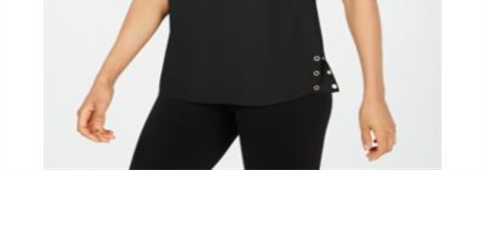 Top feminino com ilhós e acabamento em ilhós JM Collection, preto, tamanho grande