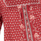 Top feminino estampado estilo camponês vermelho tamanho pequeno S