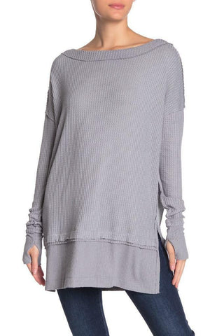 Free People North Shore Thermal Cinza Feminino Tamanho X-S