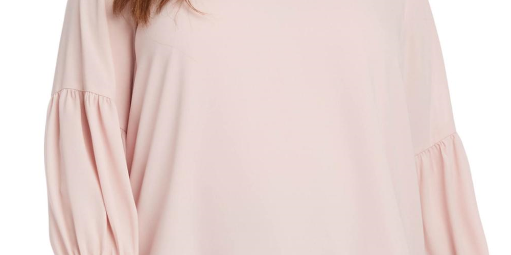 Blusa feminina Karen Kane Plus com mangas bispo cruzadas, rosa, tamanho 1X