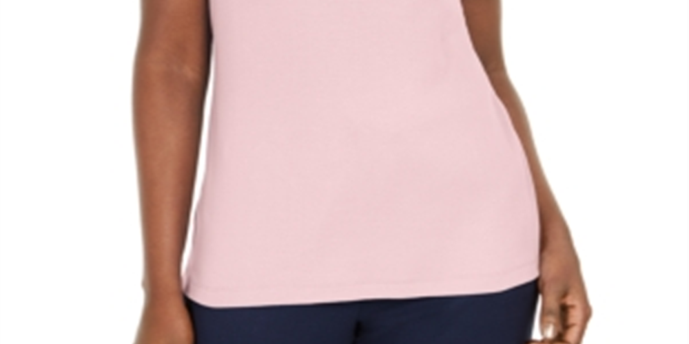 Karen Scott Blusa Feminina de Algodão com Gola com Ilhós Rosa Tamanho P