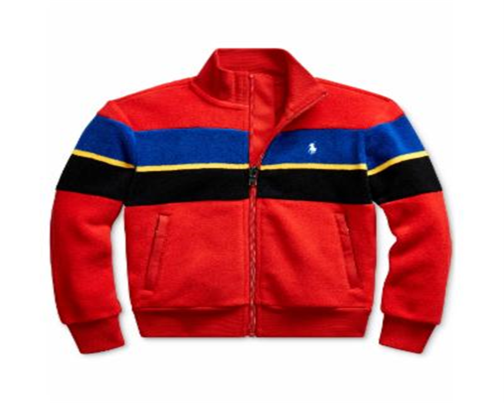 Jaqueta Ralph Lauren Little Boy's Listrada de Lã Vermelha Tamanho 6