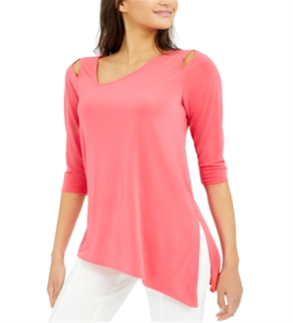 Blusa assimétrica com ombros descobertos Alfani feminina, rosa, tamanho médio