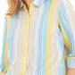Camisa listrada de linho feminina Charter Club Beach, branca, tamanho grande