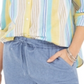 Camisa listrada de linho feminina Charter Club Beach, branca, tamanho grande