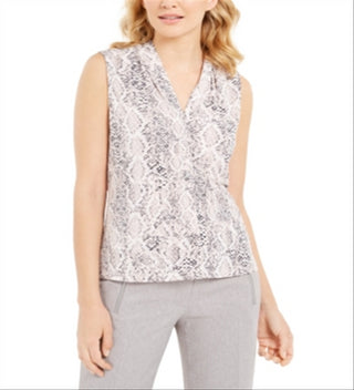 Blusa sem mangas com estampa de pele de cobra Calvin Klein feminina, rosa, tamanho grande