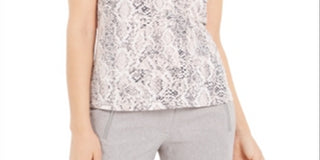 Blusa sem mangas com estampa de pele de cobra Calvin Klein feminina, rosa, tamanho grande