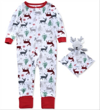 Conjunto de pijama com estampa de rena para meninos Max &amp; Olivia, 2 peças, tamanho 24 meses, branco