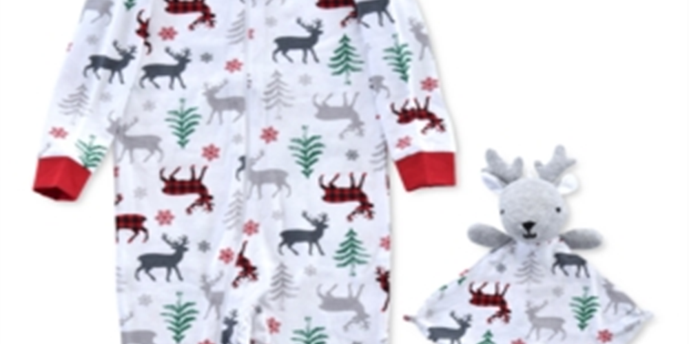 Conjunto de pijama com estampa de rena para meninos Max &amp; Olivia, 2 peças, tamanho 24 meses, branco