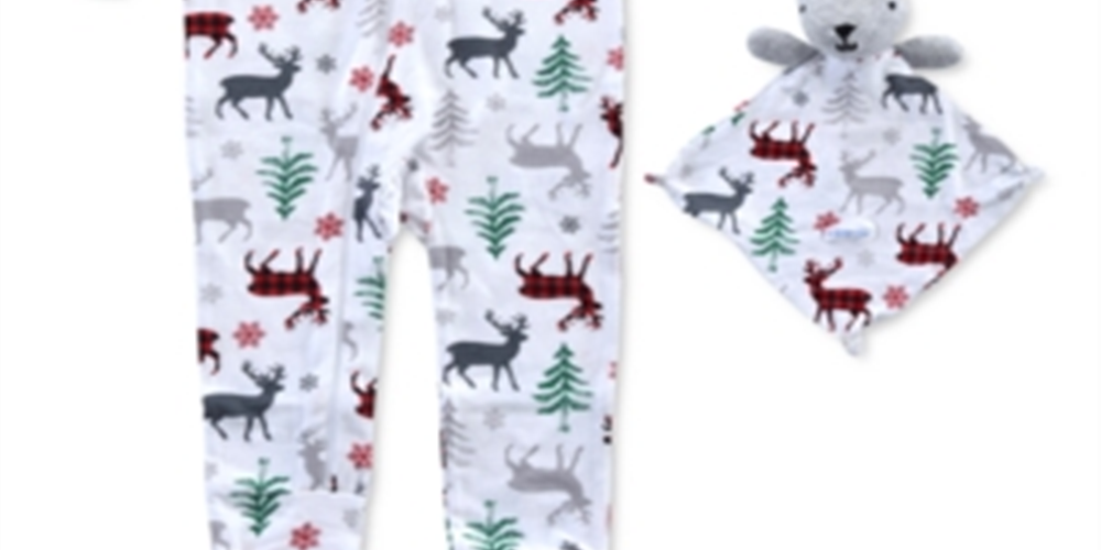 Conjunto de pijama com estampa de rena para meninos Max &amp; Olivia, 2 peças, tamanho 24 meses, branco