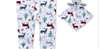 Conjunto de pijama com estampa de rena para meninos Max &amp; Olivia, 2 peças, tamanho 24 meses, branco