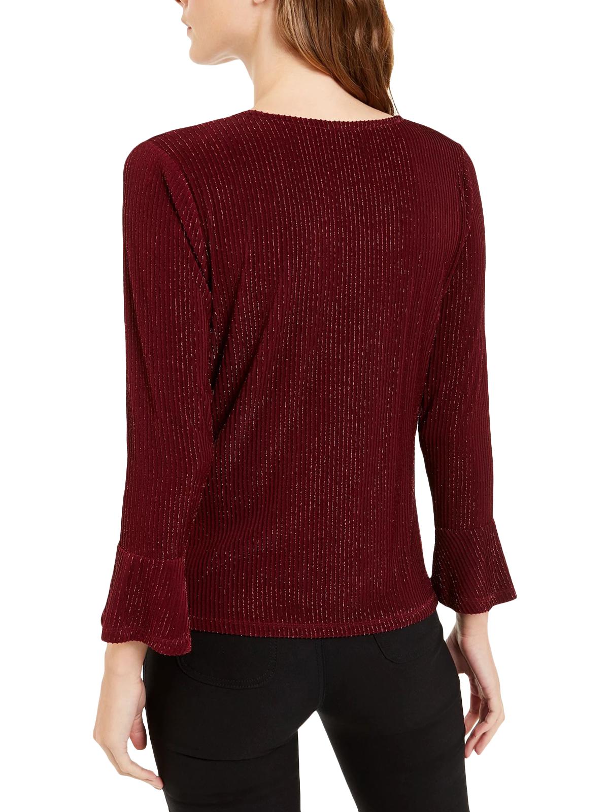 Blusa feminina Alfani Plus com manga sino texturizada, vermelha, tamanho XX-G