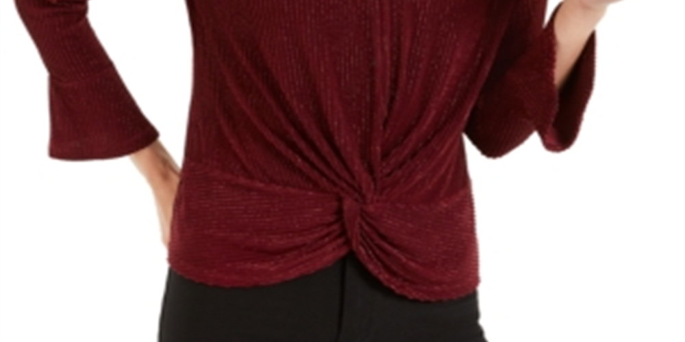 Blusa feminina Alfani Plus com manga sino texturizada, vermelha, tamanho XX-G