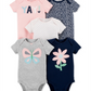 Pacote com 5 macacões estampados Carter's Baby Girl, cinza, tamanho 12 meses