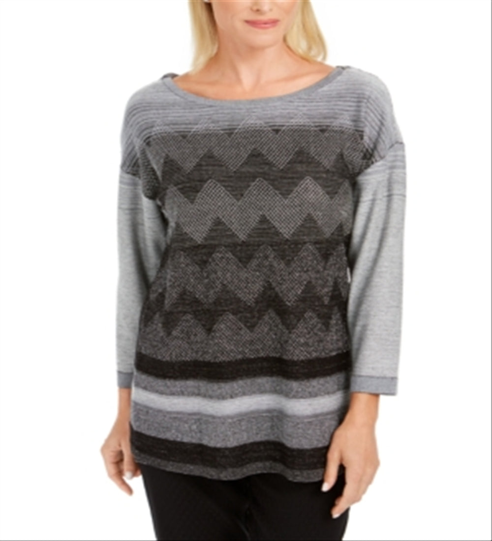 Suéter feminino com costura metálica e ombros caídos, preto, tamanho pequeno, da coleção JM