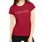 Camiseta Calvin Klein Feminina Estampada com Contas e Gola Joia, Manga Curta, Vermelha, Tamanho X-G