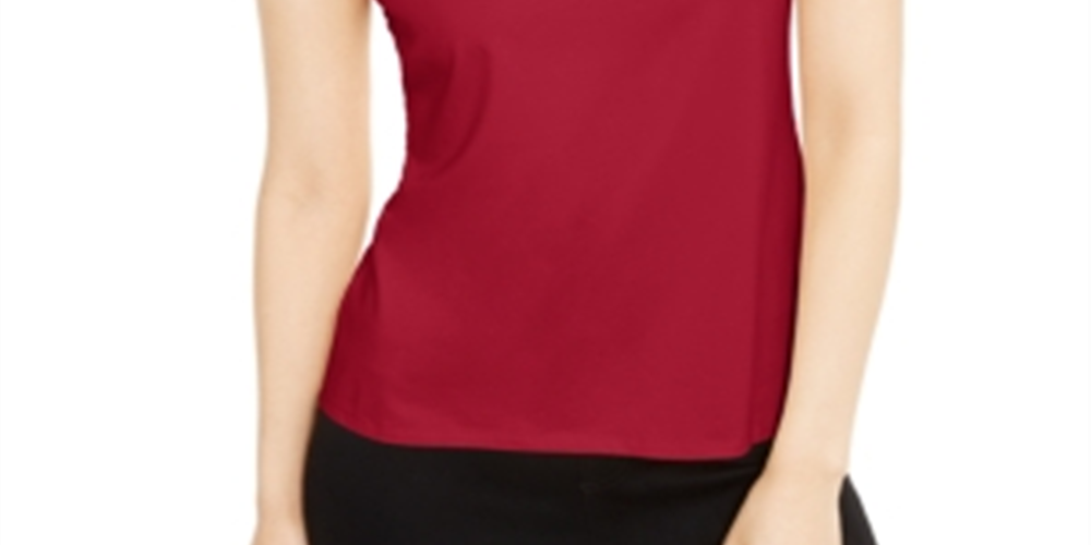 Camiseta Calvin Klein Feminina Estampada com Contas e Gola Joia, Manga Curta, Vermelha, Tamanho X-G