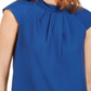 Blusa Calvin Klein Feminina Manga Curta Plissada Gola Simulada Azul Marinho Tamanho P
