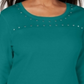 Karen Scott Top Feminino Decote Redondo Com Tachas Azul-petróleo Tamanho X-S