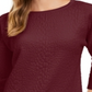 Charter Club Top Feminino Jacquard com Laço e Punhos Cherry Pie Tamanho Pequeno Médio