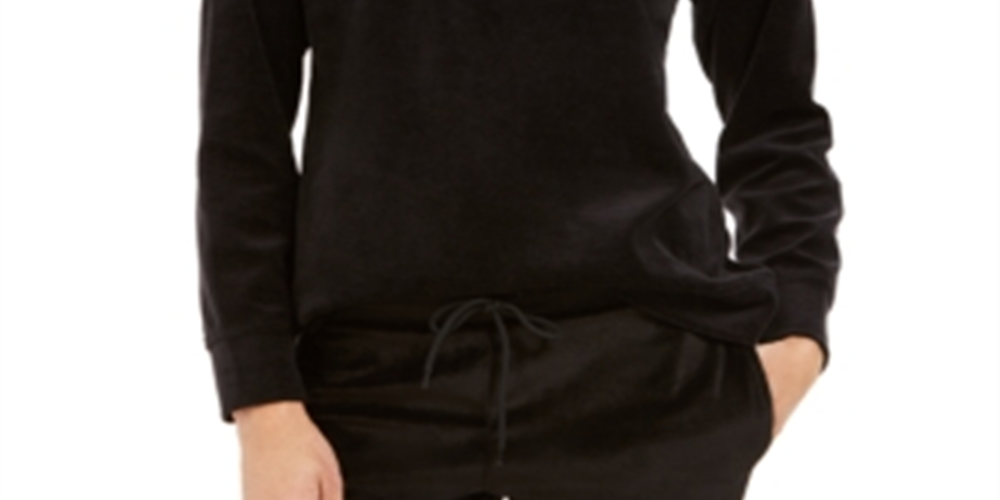 Moletom esportivo feminino Karen Scott de veludo preto tamanho X-G